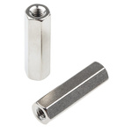 RS PRO Standoff, M4 x M4 Thread, 25mm Body, Brass, Female/Female
