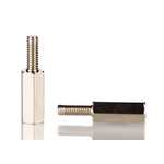 RS PRO Standoff, M3 x M3 Thread, 15mm Body, Brass, Male/Female, 8mm Stud