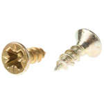 RS PRO Pozidriv Countersunk Steel Wood Screw Yellow Passivated, Zinc Plated, 3.5mm Thread, 12mm Length