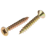 RS PRO Pozidriv Countersunk Steel Wood Screw Yellow Passivated, Zinc Plated, 4mm Thread, 30mm Length