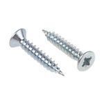 RS PRO Pozidriv Countersunk Steel Wood Screw Bright Zinc Plated, No. 4 Thread, 5/8in Length