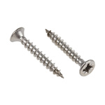 RS PRO Pozidriv Countersunk Stainless Steel Wood Screw, A2 304, 3.5mm Thread, 25mm Length