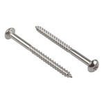 RS PRO Pozidriv Round Stainless Steel Wood Screw, A2 304, 4mm Thread, 50mm Length
