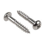 RS PRO Pozidriv Round Stainless Steel Wood Screw, A2 304, 5mm Thread, 30mm Length
