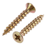 ULTI-MATE Pozisquare Countersunk Steel Wood Screw Yellow Passivated, Zinc Plated, 4mm Thread, 30mm Length