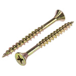 ULTI-MATE Pozisquare Countersunk Steel Wood Screw Yellow Passivated, Zinc Plated, 6mm Thread, 70mm Length