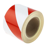 RS PRO Red/White Reflective Tape 100mm x 25m