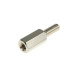 Essentra Standoff, M3 x M3 Thread, 10mm Body, Brass, Male/Female, 8mm Stud