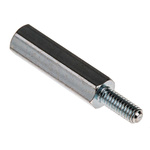 RS PRO Standoff, M4 x M4 Thread, 25mm Body, Steel, Male/Female, 10mm Stud