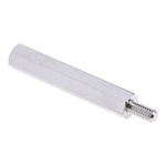 RS PRO Standoff, M4 x M4 Thread, 40mm Body, Brass, Male/Female, 8mm Stud