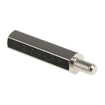 RS PRO Standoff, M4 x M4 Thread, 30mm Body, Brass, Male/Female, 8mm Stud