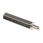 RS PRO Standoff, M4 x M4 Thread, 35mm Body, Brass, Male/Female, 8mm Stud