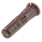 RawlPlug Brown Plastic Wall Plug, 30mm Length, 7mm Fixing Hole Diameter
