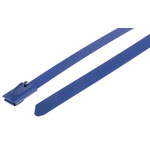 RS PRO Blue Cable Tie Polyester Coated Stainless Steel Roller Ball, 125mm x 4.6 mm