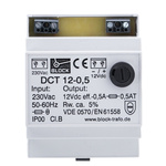 Block DCT Linear DIN Rail Panel Mount Power Supply 230V ac Input Voltage, 12V dc Output Voltage, 500mA Output Current,