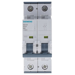 Siemens Sentron 5SY4 MCB, 2P, 2A Curve D, 400V AC, 10 kA Breaking Capacity
