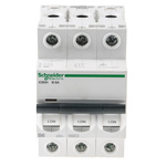 Schneider Electric Acti 9 iC60H MCB, 3P, 6A Curve B, 440V AC, 100 → 133V DC, 10 kA Breaking Capacity