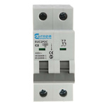 Europa EUC2P EUC MCB, 2P, 2A Curve C, 230V AC, 10 kA Breaking Capacity