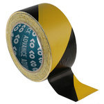 Advance Tapes AT8 Black/Yellow PVC 33m Hazard Tape, 0.14mm Thickness