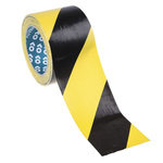 Advance Tapes AT8 Black/Yellow PVC 33m Hazard Tape, 0.14mm Thickness