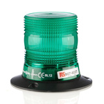 RS PRO Green Flashing Beacon, 10 → 100 V dc, Surface Mount, Wall Mount, LED Bulb, IP56