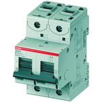 ABB High Performance S800S MCB, 2P, 63A Curve B, 400V AC, 250V DC, 50 kA Breaking Capacity