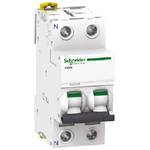 Schneider Electric Acti 9 iC60N MCB, 2P, 500mA Curve C, 440V AC, 100 → 133V DC, 6 kA Breaking Capacity