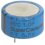 KEMET 0.1F Supercapacitor EDLC -20 → +80% Tolerance, Supercap FT 5.5V dc, Through Hole