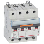 Legrand DX3 Circuit Breaker, 4P, 20A Curve C, 400V AC, 25 kA Breaking Capacity
