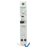 Schneider Electric RCBO, 16A Current Rating, 1P+N Poles, 30mA Trip Sensitivity, Type A, Acti 9 Range