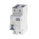 Siemens RCBO, 10A Current Rating, 2P Poles, 30mA Trip Sensitivity, Sentron Range