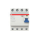 ABB F200 RCCB, 63A, 4 Pole, 100mA, Type AC, 230V ac
