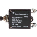 TE Connectivity Thermal Circuit Breaker - W23 Single Pole 50 V dc, 250V ac Voltage Rating, 5A Current Rating