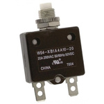 TE Connectivity Thermal Circuit Breaker - W54 Single Pole 250V ac Voltage Rating, 20A Current Rating
