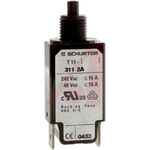 Schurter Thermal Circuit Breaker - T11-211 Single Pole 240V Voltage Rating Snap In, 2A Current Rating