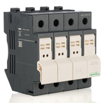 Schneider Electric 25A Rail Mount Fuse Holder for 8 x 31mm Fuse, 3P+N, 500V ac