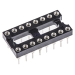 TE Connectivity 2.54mm Pitch Vertical 16 Way, Through Hole Stamped Pin Open Frame IC Dip Socket, 3A