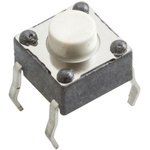 White Tactile Switch, Single Pole Single Throw (SPST) 50 mA @ 12 V dc 1.6mm Through Hole