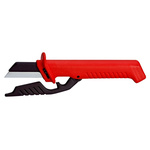 Knipex Cable Knife with replaceable blade, VDE/1000V, 190 mm Overall, 50 mm Blade, Single-Material Handle
