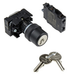 Siemens 2 Position Key Key Switch Complete - (SPDT) 22mm Cutout Diameter
