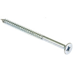 Pozidriv Countersunk Steel Wood Screw Bright Zinc Plated, No. 10 Thread, 3in Length