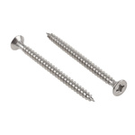 Pozidriv Countersunk Stainless Steel Wood Screw, A2 304, 6mm Thread, 80mm Length
