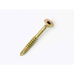 Countersunk Steel Wood Screw Yellow Passivated, Zinc Plated, NA, 4mm Thread, 1.96in Length, 50mm Length