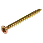 Pozidriv Countersunk Steel Wood Screw Yellow Passivated, Zinc Plated, 3.5mm Thread, 40mm Length