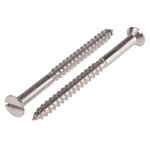 Slot Countersunk Stainless Steel Wood Screw, A2 304, 4mm Thread, 50mm Length