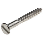 Slot Countersunk Stainless Steel Wood Screw, A2 304, 5mm Thread, 40mm Length