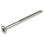 Pozidriv Countersunk Stainless Steel Wood Screw, A2 304, 4mm Thread, 50mm Length