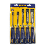 Irwin 5 Piece Steel Bevel Edge Chisel Set, 6.0 mm, 10 mm, 13 mm, 19 mm, 25 mm Blade Width