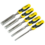 Stanley 5 Piece Carbon Steel Wood Chisel Set, 320mm Length, 6 mm, 10 mm, 15 mm, 20 mm, 25 mm Blade Width