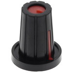 RS PRO Potentiometer Knob, Push-On Type, 17mm Knob Diameter, Black, D Shaped Shaft Type, 6.4mm Shaft